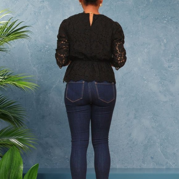 Express Lace Puff Sleeve Top. Worn once - Picture 3 of 4